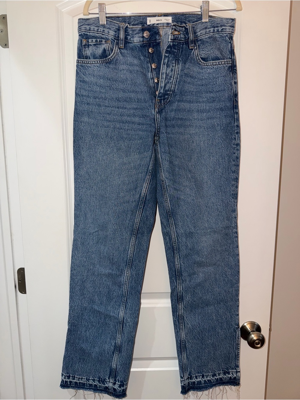 Mango: High-Rise Frayed Bottom Jeans - Women's